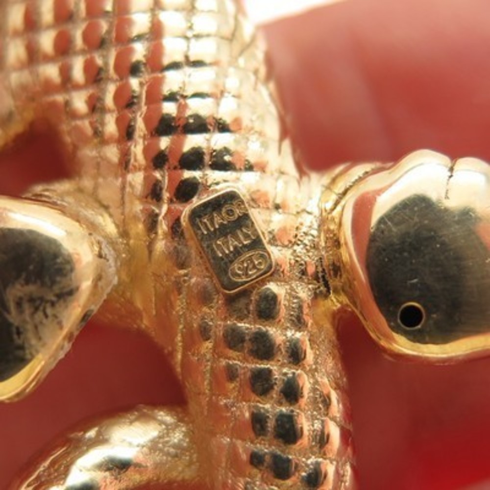 ITAOR 925 Sterling Silver Gold Plated Vintage Italy Lizard 3D Charm Pendant - Picture 8 of 8